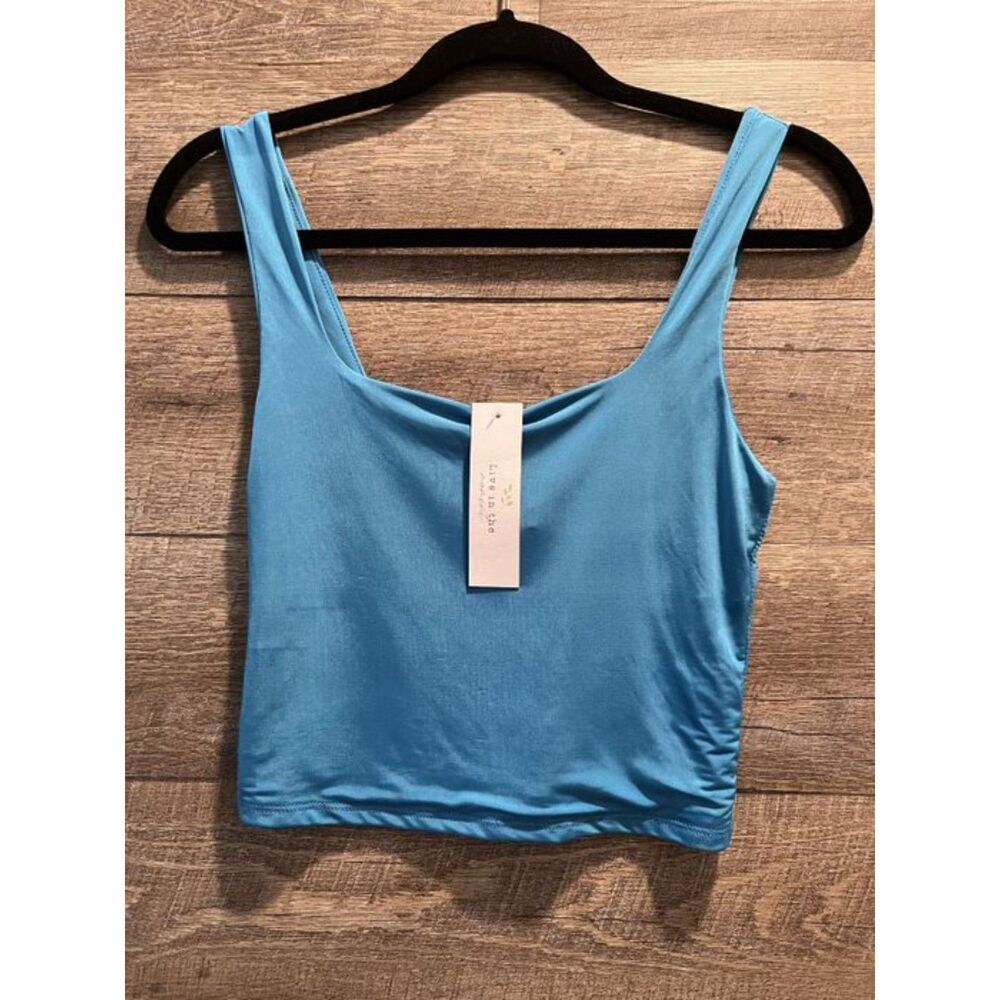Live In The Moment Teal Stretch Cropped Top Size Medium NWT